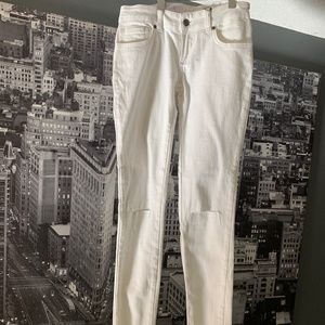 Anine Bing distressed skinny white jeans